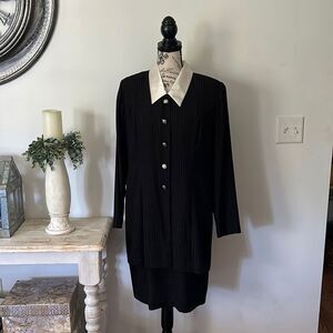 Vintage Virgo II Pinstriped Collard Button Down Dress Womens size 12